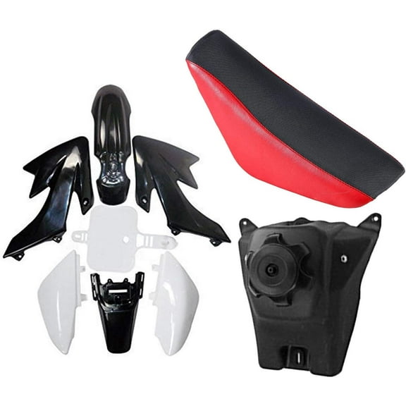 Plastic Fairing Kit Body Fender   Gas Fuel Tank   Seat for CRF XR XR50 CRF50 110cc 125cc Pit Dirt Bike (4Black 3White)