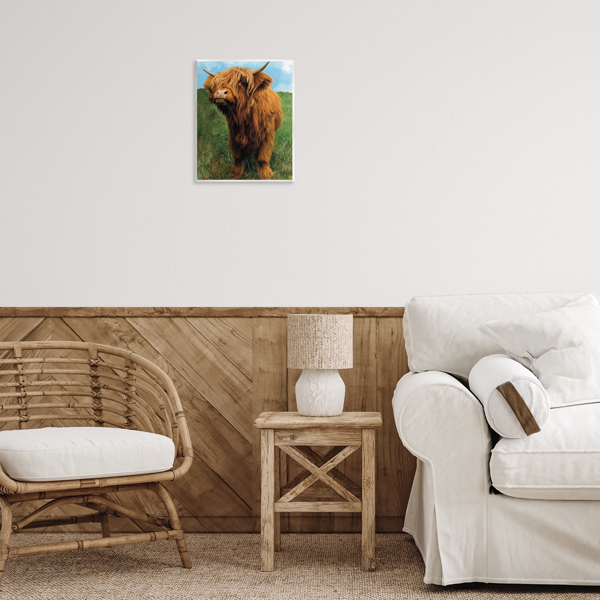 Stupell Industries Mini Highland Cow Calf Wall Plaque Art, design by Renel Peters