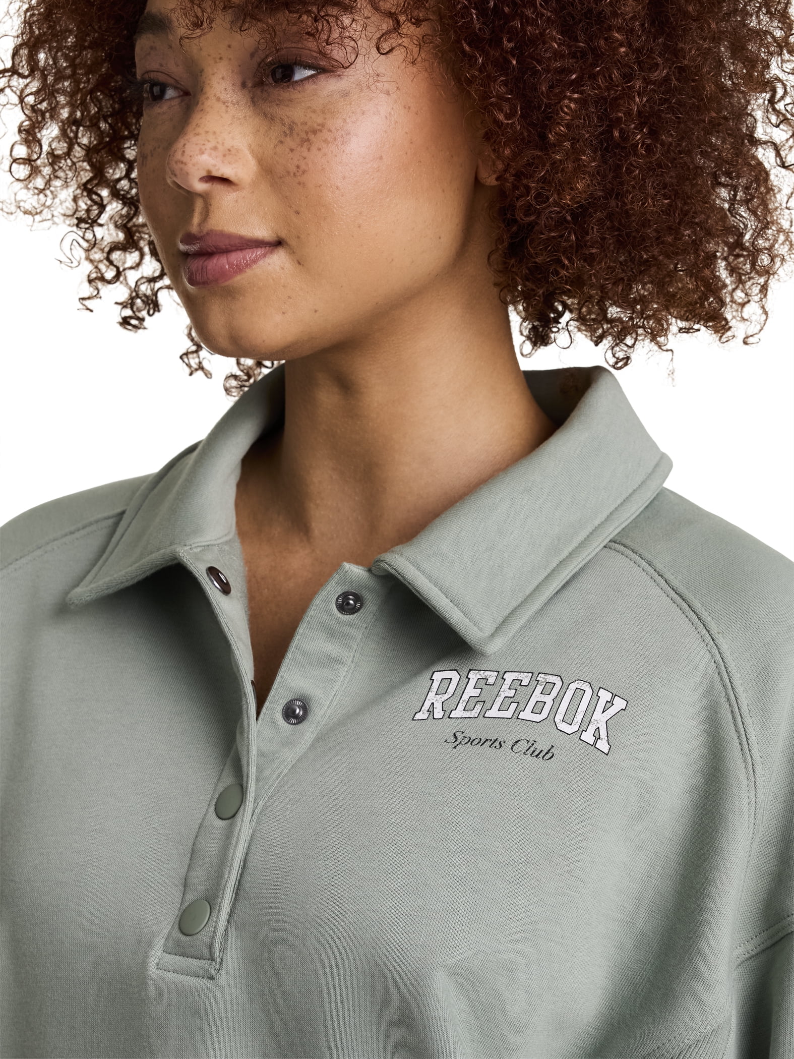 Reebok Women's and Women's Plus All Seasons Oversize Polo Sweatshirt, Sizes XS-4X