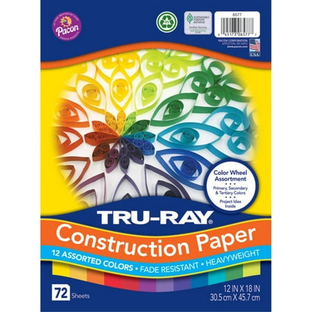 UPC: 0045173065777 | Pacon Tru-Ray Construction Paper – 12 x 18 Color Wheel Assortment 72 Sheets