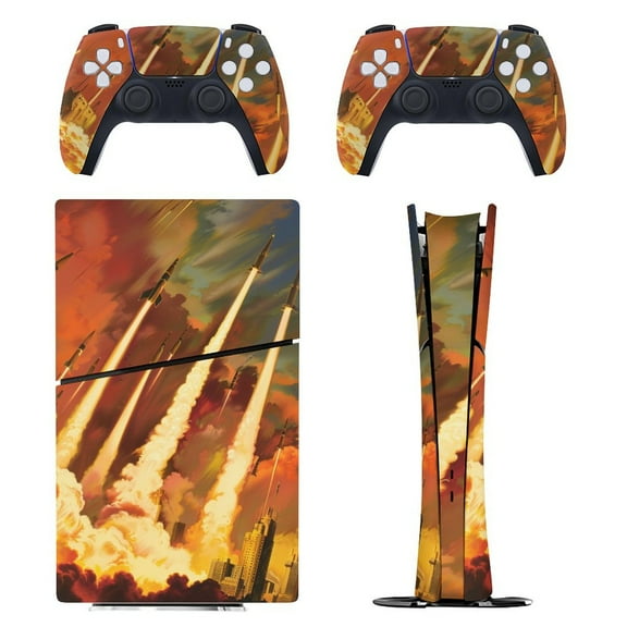 Skin Sticker for PS5 Slim Standard PS5 Pro Disc Digital Edition Console and Controllers Decals for Playstation 5 (Missile,PS5 Slim Disc Edition)