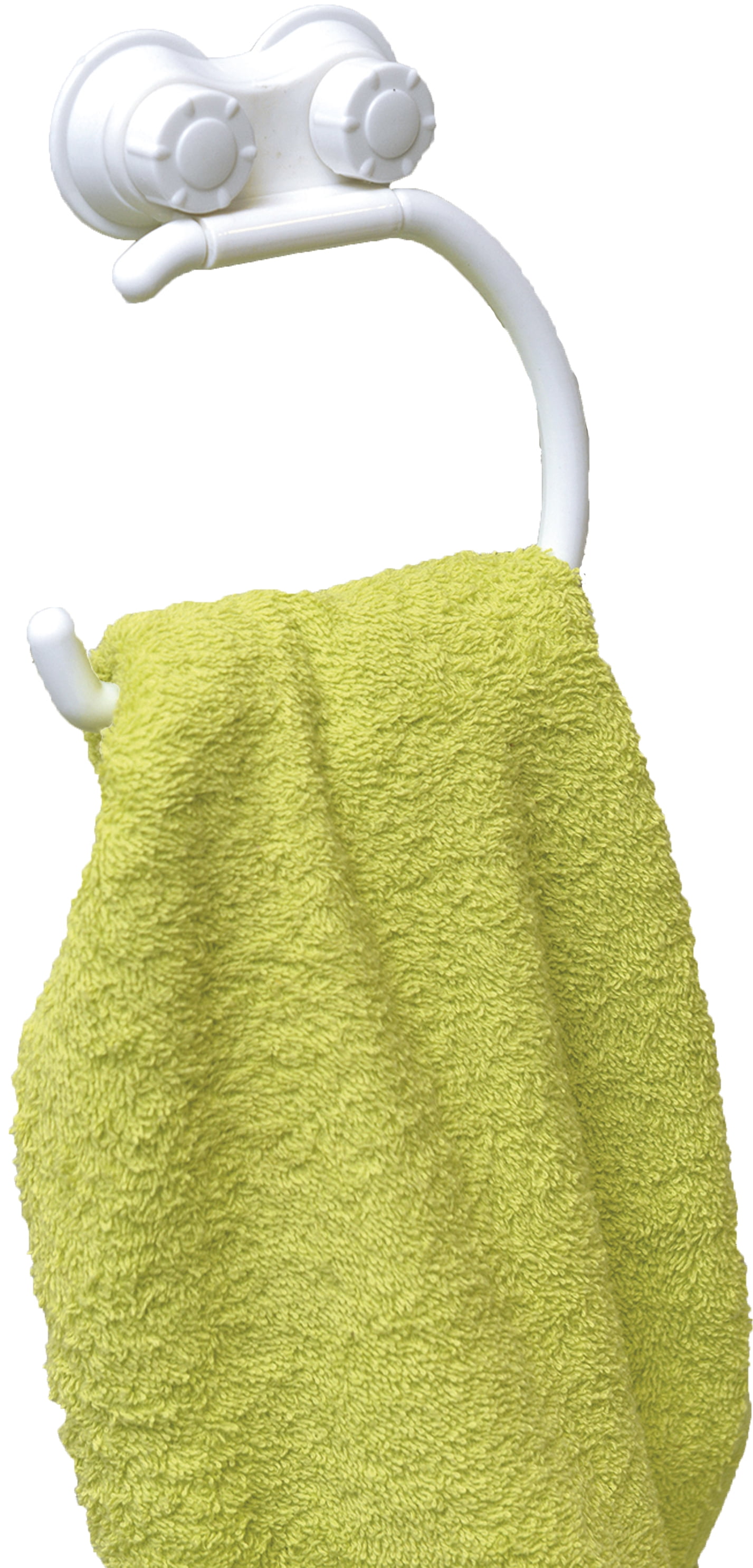 Bath Towel Ring Holder with 2 ScrewTop Suction Cups White