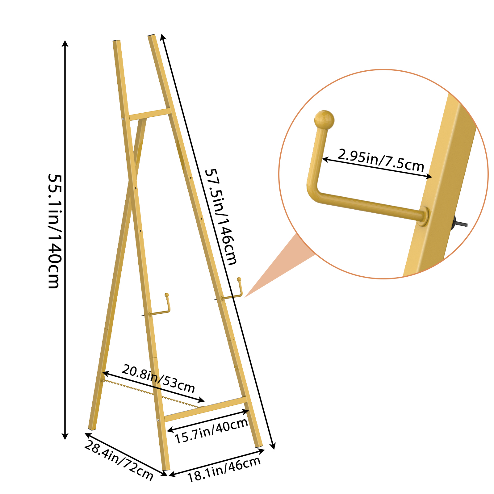 55.1" Tall Gold Metal Easel Stand, Adjustable Display Easel for Painting, Wedding Signs, Posters, Art Shows