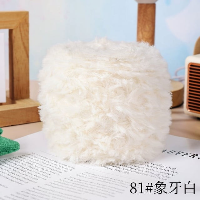 Zhuge Hilo de chenilla grueso y voluminoso para tejer a mano, hilo de chenilla suave y esponjoso, 200 g, color blanco