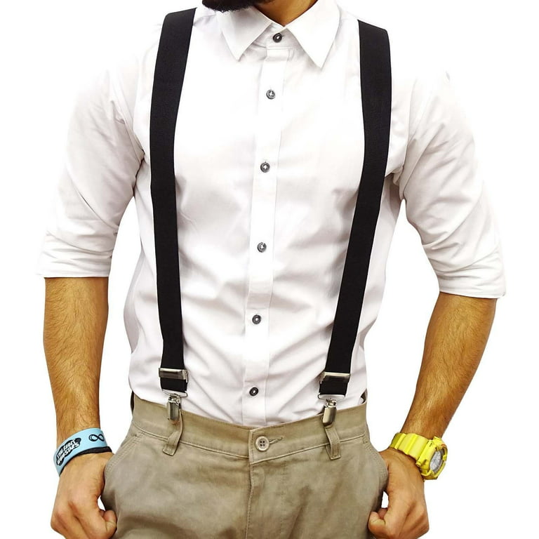 Mens Button End Suspenders 17-31 Inch Inch Y-Back Adjustable