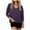 Purple, variant on Kukoosong Women's Casual Solid Color V-Neck 3/4 Sleeve Crop Pull-On Blouse Shirt Tops with Notch Collar and Active Fit for Fashion Wear