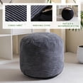 thumbnail image 3 of Round Stuffed Pouf Ottoman, Corduroy Poufs with Foam Chunk Filling, Furry and Fluffy Pouf Foot Stool Storage Ottoman, 20 X 15 Floor Poufs Foot Rest for Living Room, Grey, 3 of 8
