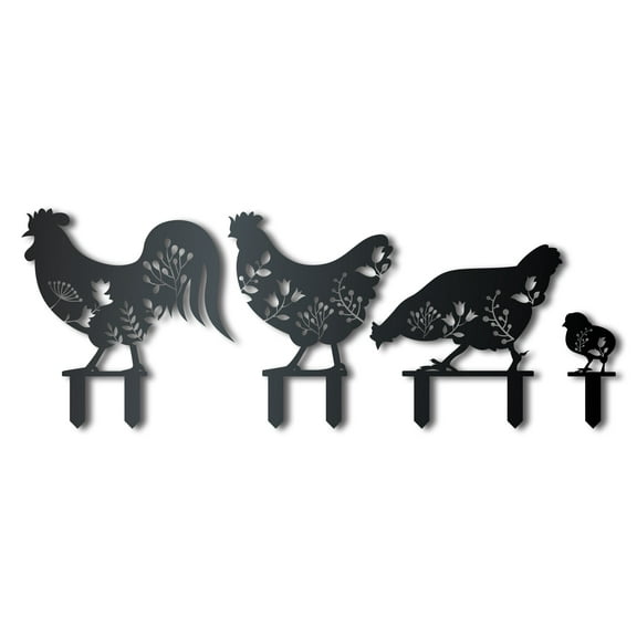Metal Chicken Garden Stakes | 4 Piece Set | Outdoor | Up to 30" | Over 20 Color Options 12