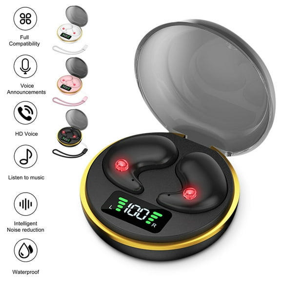 Jacenvly 2024 New Gaming Headset New Bluetooth Headphones Sleep Headphones Digital Invisible Mini Casual Stereo Earband Headphones Noise Cancelling Headphones Black