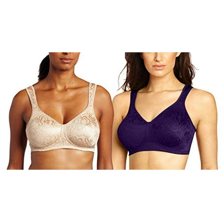 

Playtex Women`s 18 Hour Ultimate Lift & Support Wirefree Bra 4745 44C (Pack of 2) (1 Nude / 1 Blue Velvet)