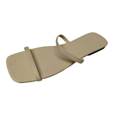 

Dpityserensio Women s Flat Shoes Ladies Beach Sandals Summer Non-Slip Causal Slippers Beige 7(39)