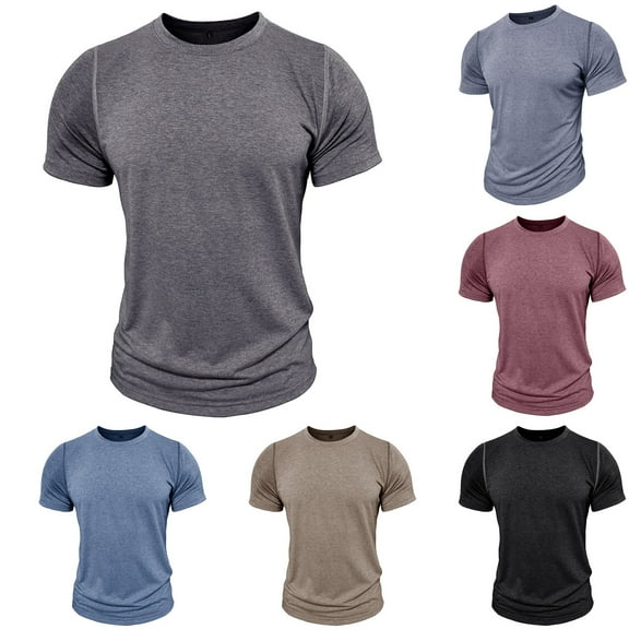 Xunlbb Men's Shirts Men'S Clothing Under $10 Mens Casual Fashion Solid Round Neck Collar Pullover Short Shirts, S-2XL