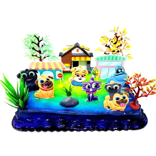 Juego De Decoración Para Tarta De Cumpleaños De 22 Piezas De Puppy Dog Pals Con Bingo Y Amigos Con Accesorios Temáticos Decorativos