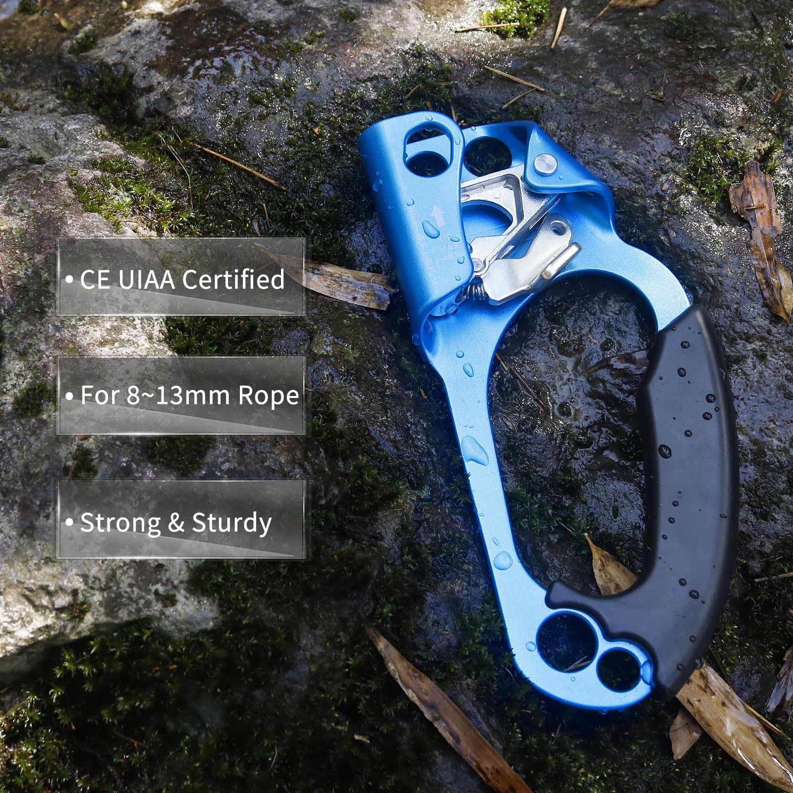 Hand Ascender Rock Climbing Tree Arborist Rappelling Gear Equipment Rope Clamp for 8~13 MM Rope