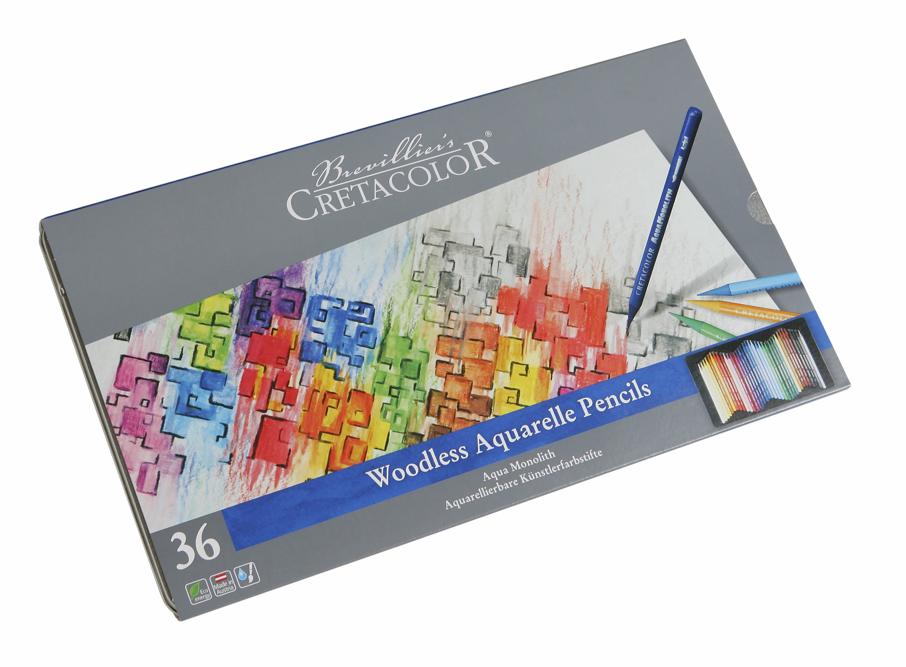 Cretacolor Aqua Monolith Woodless Watercolor Pencil Set, 36-Color Set