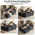 thumbnail image 6 of Yomsum Oversized Single Chaise Lounge Indoor, 47 inch Gray Plush Lounge Chair Chaise with 3 Pillows and Built-in Cup Holders, 6 of 8
