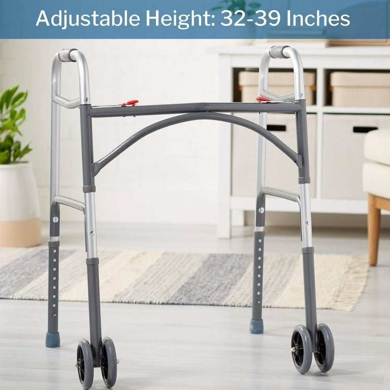 McKesson Steel Folding Walker, 500 lbs Weight Capacity, Adjustable