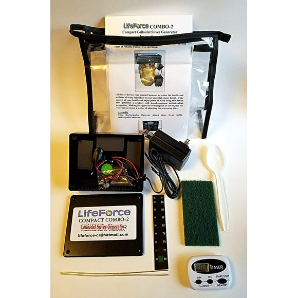 LifeForce Devices Compact Combo-2 Deluxe Colloidal Silver Generator Package, 14 Gauge