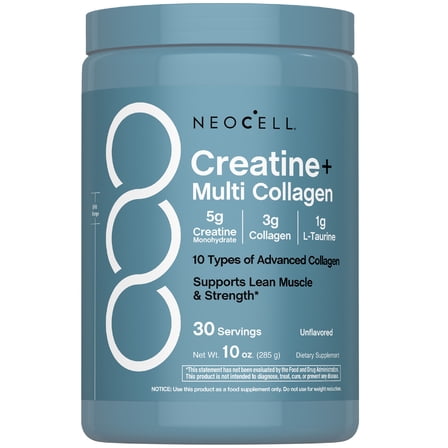 Creatine Monohydrate Powder | 30 Servings with Multi Collagen Peptides | Unflavored | for Women and Men | by NeoCell
