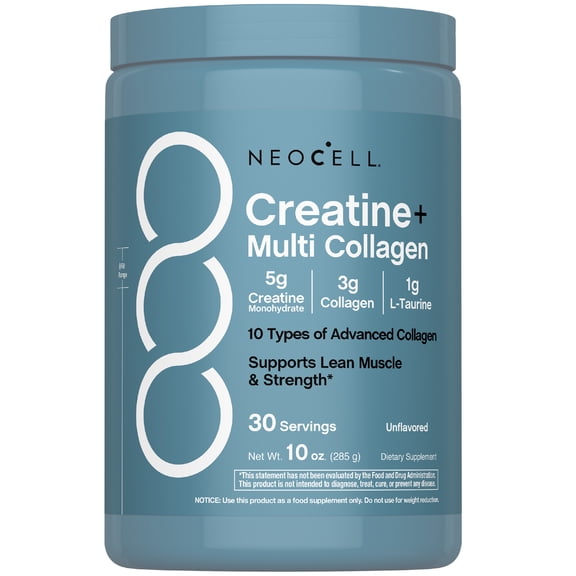 Creatine Monohydrate Powder | 30 Servings with Multi Collagen Peptides | Unflavored | for Women and Men | by NeoCell