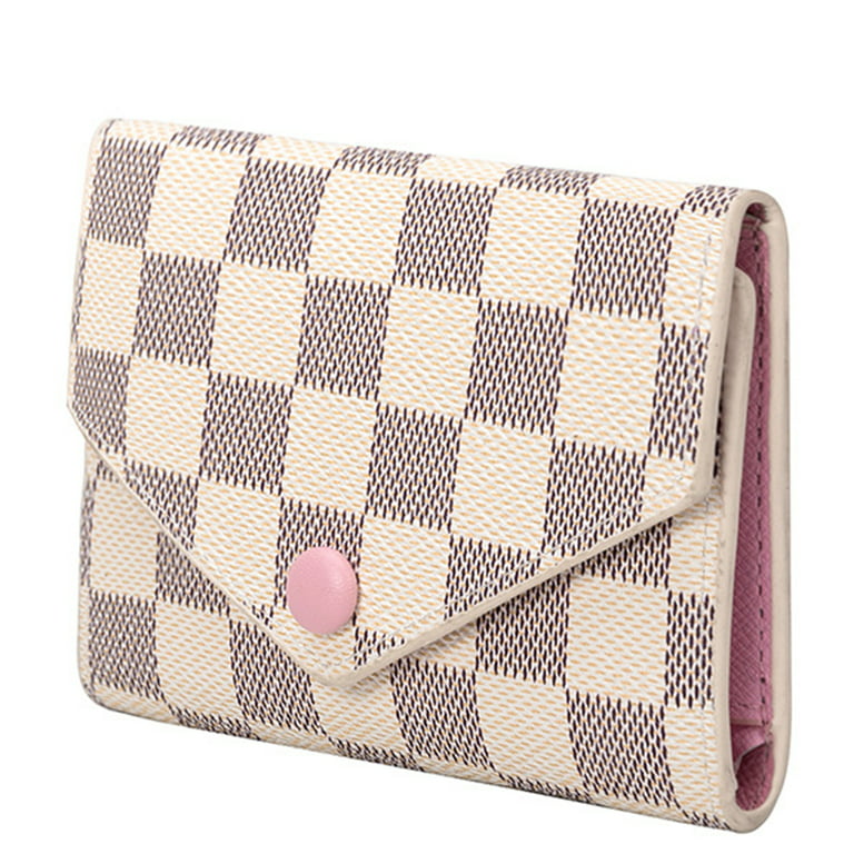 Colisha Lady Checkered Wallet,PU Vegan Leather Wallet,Woman Trifold RFID  Wallet,Wallet With Flip Out ID Holder 