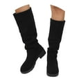 thumbnail image 3 of YLYL Women's Suede Knee High Boots Chunky Heel Round Toe Long Boots Shoes with Zipper, 3 of 9