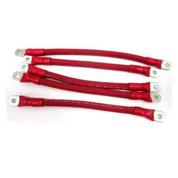 AC/DC WIRE AND SUPPLY 2 Awg HD RED Golf Cart Battery Cable 5 Pcs Kit 83 & Up Club Car U.S.A Made