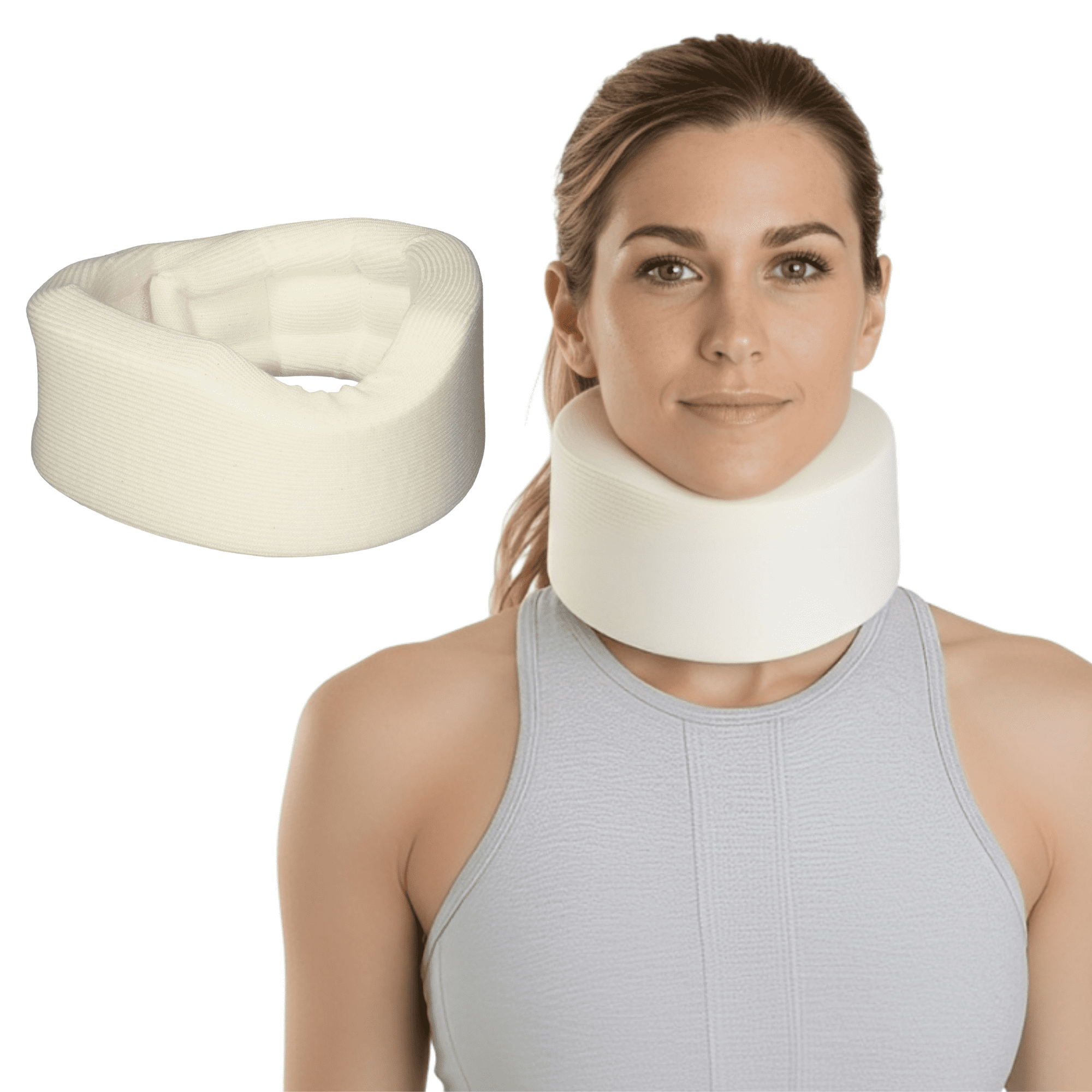 Sammons Preston Universal Cervical Neck Brace, Soft Foam Collar with Adjustable Closure, 3” High Contour Support for Neck Pain, Injury Recovery & Spine Alignment, Cream Color