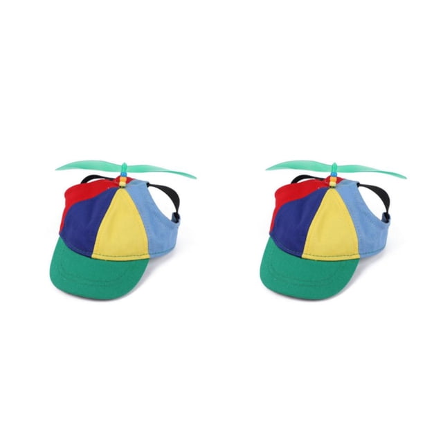 Billuyoard Sombrero de hélice de algodón para mascotas Desmontable A prueba de sol Transpirable Característica Reemplazo ajustable Cap Verde S 2piezas