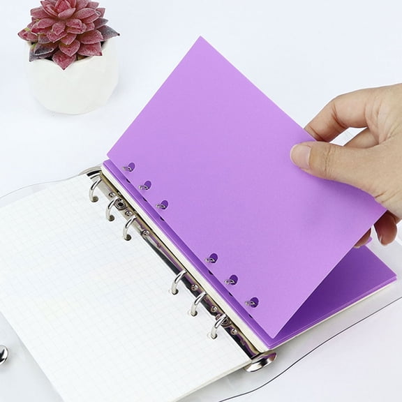Milisten Cute Purple A6 Binder Dividers, PP Material, 6 Precision-Cut Holes, 2Sets