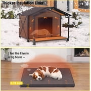 Aivituvin Insulated Dog House with Insulated Liner, Anti-Chewing Iron Frame 41.4 Large Outdoor Dog Kennel for Winter, Weatherproof
