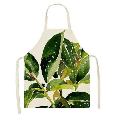 

Tropical palm leaf kitchen apron adult cleaning equipment cotton linen kitchen pendant