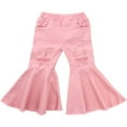 thumbnail image 1 of MesaSe Kids Girls Pants Ripped Flare Pants Elastic Waist Hollow Out Trousers, 1 of 6