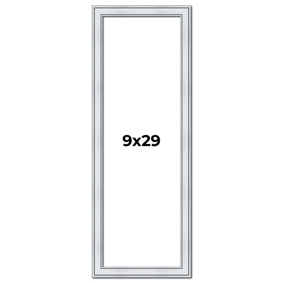 9x29 Frame Sterling Silver Solid Wood Picture Frame | 1.25 Inch Moulding Width | 0.75 Inch Interior