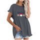 thumbnail image 1 of Blusa de manga corta con estampado regular de flecos y cuello redondo de algodón y cáñamo para mujer OAVQHLG3B Store  lin121212, 1 of 5