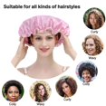 thumbnail image 5 of 2 Pack Bonnet de Douche Réutilisable, Grandes Bonnets pour Femmes, Double Couche Imperméable Bonnets pour Cheveux Longs Épais Bonnets de Bain pour Soins Capillaires, 5 of 5
