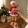 thumbnail image 6 of Christmas Gingerbread Man, Retractable Leg Standing Gingerbread Man Fabric Doll, Soft Stuffed Holiday Figurine, Plaid Cloth Standing Ornament for Mantel Shelf Tabletop, Home Holiday Party, 6 of 7