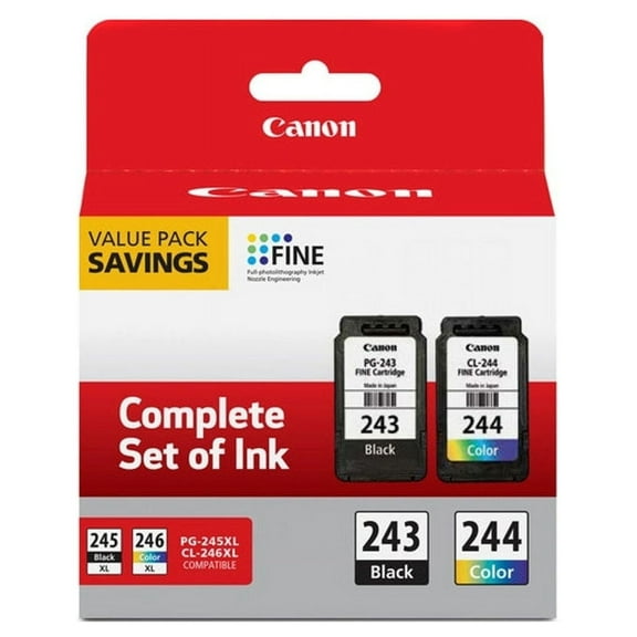 Canon PG-243 Black 244 Color Combo, 2 Pack Ink Cartridges