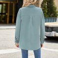 thumbnail image 4 of Fsqjgq Blouse Womens Tops Green Shirt Button Down Long Sleeve Shirts for Women Plus Size Summer Outfits 2024 New Aut Umn and Winter Solid With Lapel Button Long Sleeve Loose Shirt Cute Shirts, 4 of 7
