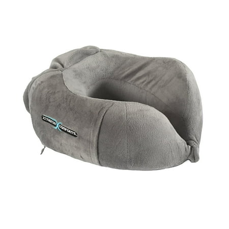 Memory Foam Travel Neck Pillow Memory Foam Travel Neck Support Pillow, Cervical Contour Design, Soft Cotton Cover, Side Pocket - by Xtreme Comforts ()