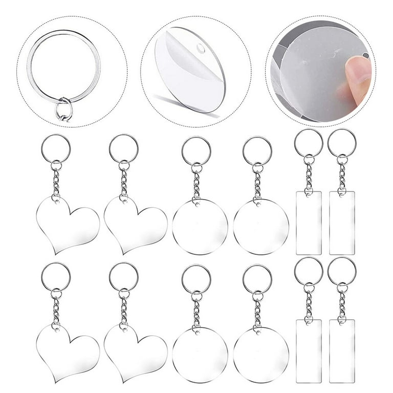 Duufin 108 Pieces Acrylic Keychain Blanks Set 3 Inch Clear Acrylic Round  Acrylic Ornaments Blanks with Hole and Key Chain Rings