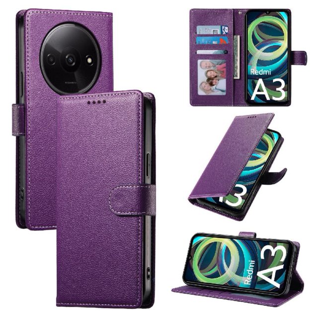Case for FOXDOCK Xiaomi Redmi A3 4G Wallet Case – Premium Leather, 3 Card Slots, Shockproof Protection