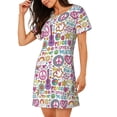 thumbnail image 2 of Easygdp Peace Love and Dove Flower Power Camisón de manga corta para mujer, informal, estampado, 2 of 6