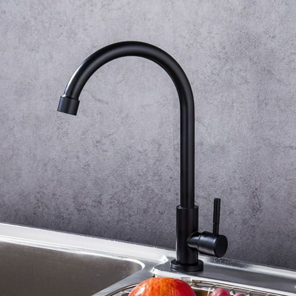linyes Europe Style Matt Black Kitchen Faucet 304 Stainless Steel Single Cold Kitchen Tap 360 Swivel Design Water Faucet