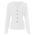thumbnail image 5 of felwors Women's V-Neck Button Down Cardigan - Waist Cinched Peplum Hem Knit Sweater White, XL, 5 of 5