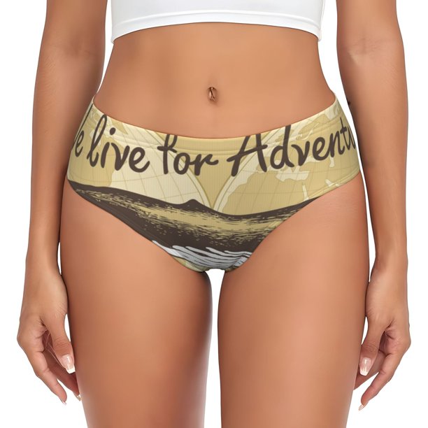 Fotbe We Live for Adventure Calzones Estampados para Mujer – Ropa Interior de Algodón, Cómoda, Suave y Elástica-4X-Large