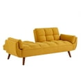 thumbnail image 5 of Convertible Sofa Bed, 75 Inches Linen Fabric Upholstered Accent Sofa Loveseat with Adjustable Back and Wood Legs, Folding Futon Sofa Bed Sleeper Couch Daybed for Living Room, Yellow, 5 of 7