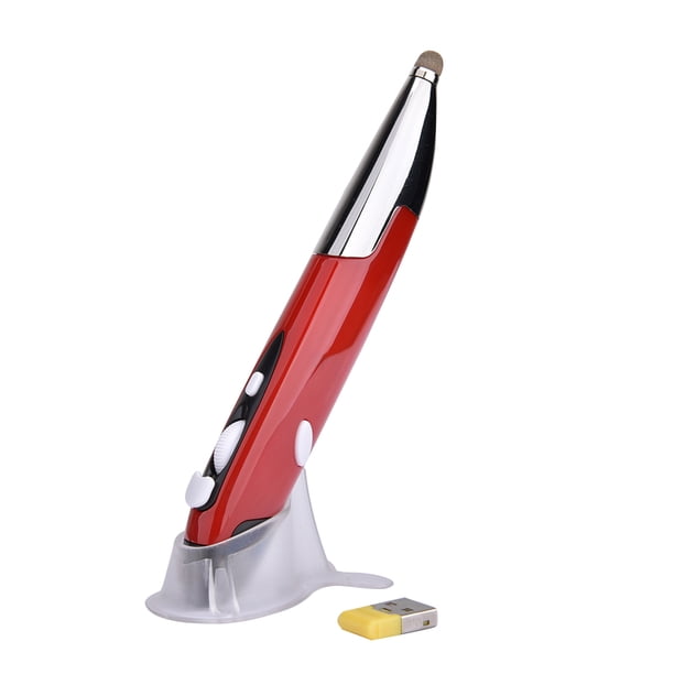 Pluma mouse inalámbrica 2.4G con función de escritura - Ajuste de 800/1200/1600DPI - Diseño ergonómico para presentaciones y dibujo - Compatible con Windows/Android/Mac - Color rojo intenso - Alcance