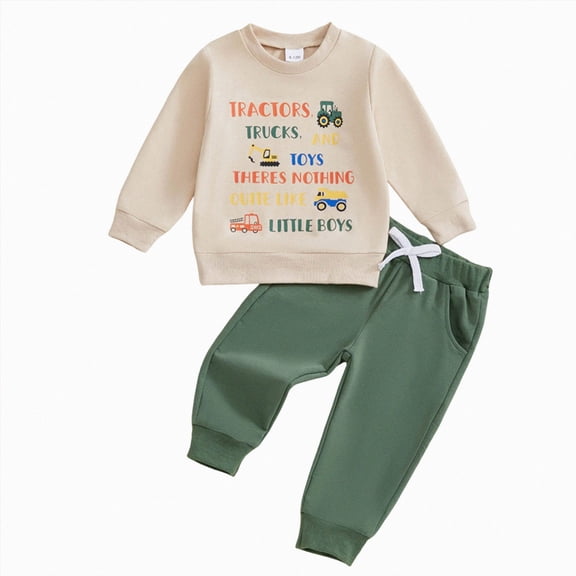 KPOPLK Boys Outfits Set 2 Piece Loungewear Set 1t 2t 3t 4t 5t Toddler Boys Long Sleeve Shirt and Pants Clothes White Size 12-18 Months