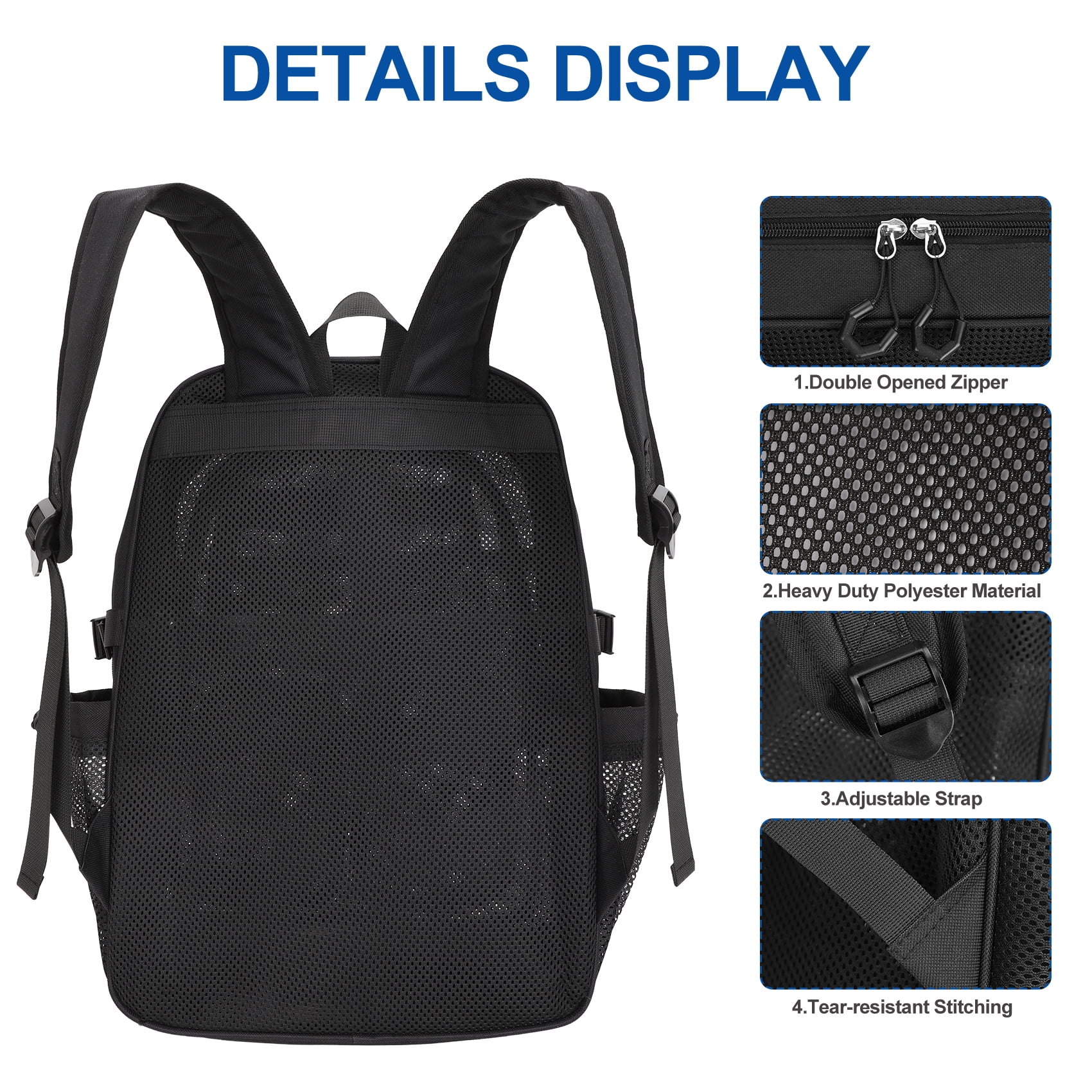 KOITHOT Mesh Backpack Heavy Duty, Stadium Approved Multi-Pocket Beach Backpacks for Adults, See Through Transparent Mesh Bookbag for School & Travel(Black)